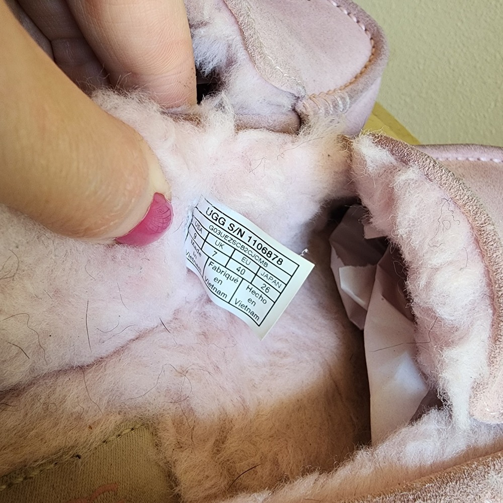 UGG Sz 9 Pink Suede Ansley Moccasin Slippers 1106878 Cozy Warm Winter Scandi - Picture 5 of 7